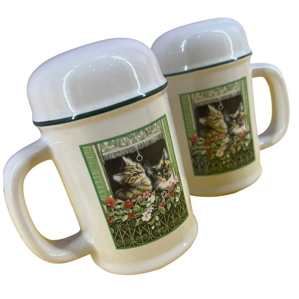 Treasure Craft Lesley Anne Ivory Cats in the Window Salt and Pepper Shakers Set